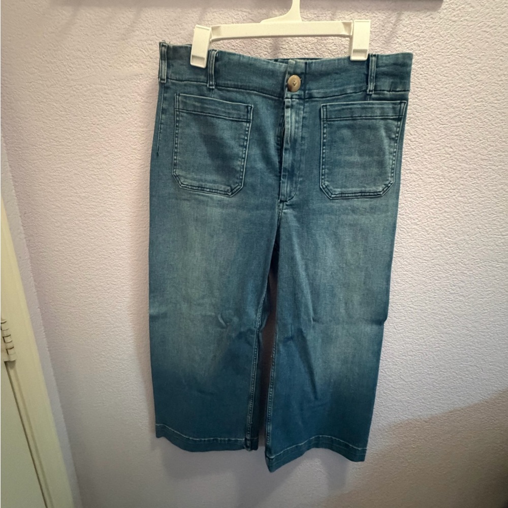 The Colette Crop High-Rise Wide-Leg Jeans by Maeve